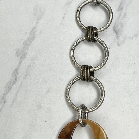 Chicos Silver Tone Chunky Metal Plastic Long Chain Link Statement Necklace 45" ✨ - Picture 6 of 11